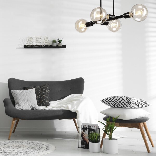 Deckenlampe Wohnzimmer Metall Schwarz für 8x E27