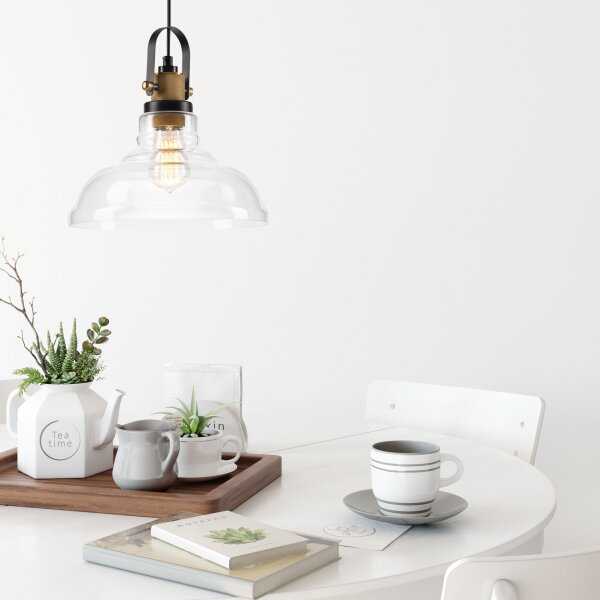 Pendelleuchte Industrial Vintage Glas Schirm E27