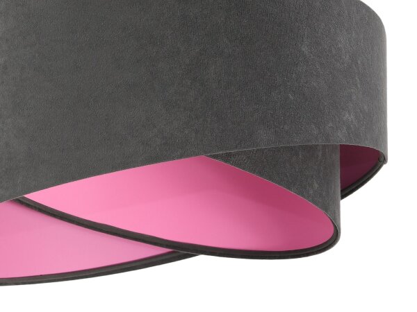 Stoff Pendelleuchte BRANDO Grau Rosa Ø50cm