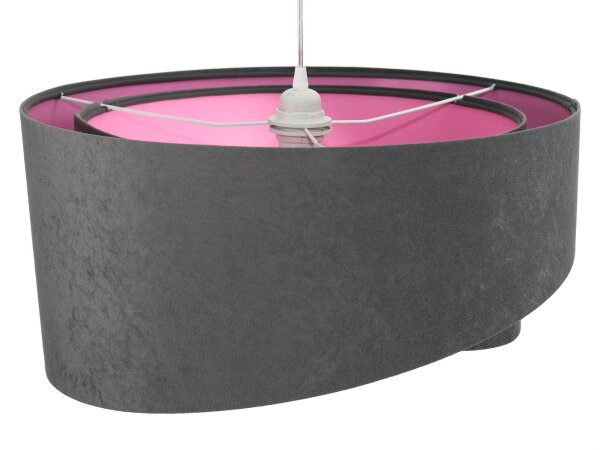 Stoff Pendelleuchte BRANDO Grau Rosa Ø50cm
