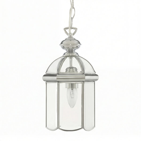 Pendelleuchte Chrom Glas E27 L:17,8 cm Klassisch Modern