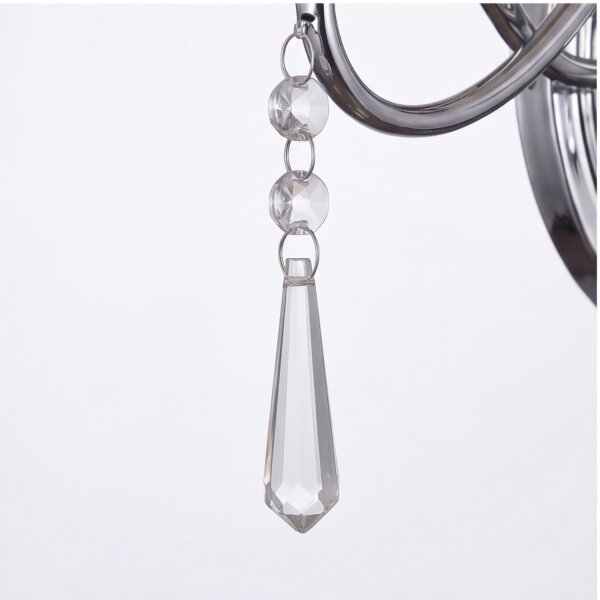 Wandleuchte Chrom 2x E14 B:36 cm Stoff Glas Zugschalter