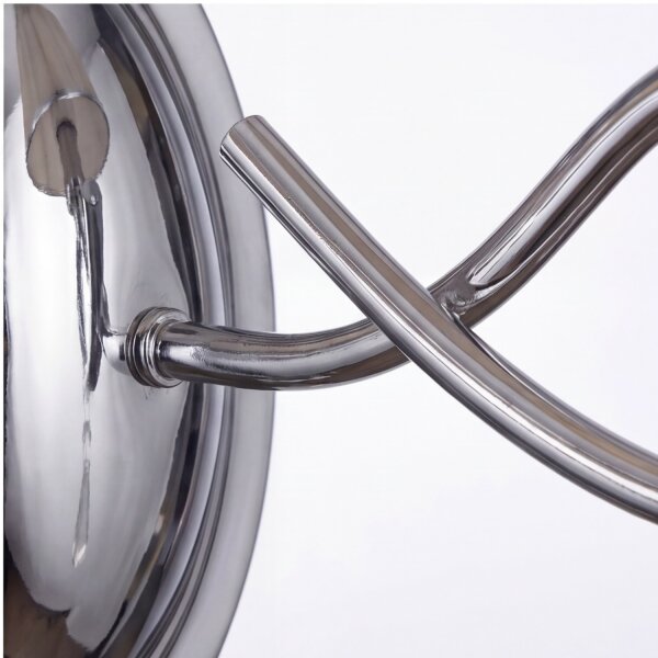 Wandleuchte Chrom 2x E14 B:36 cm Stoff Glas Zugschalter
