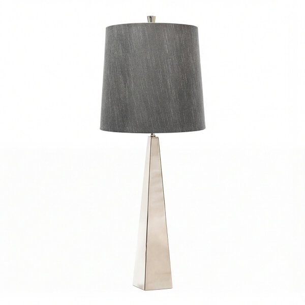 Design Bodenlampe Metall Stoff in Nickel Dunkelgrau