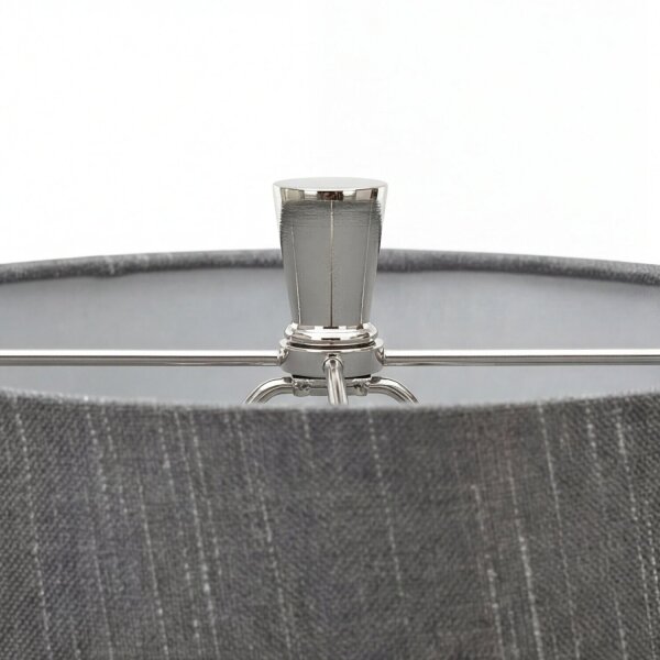 Design Bodenlampe Metall Stoff in Nickel Dunkelgrau