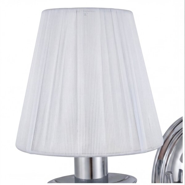 Wandlampe Chrom B:37 cm E14 Zugschalter Stoff blendarm