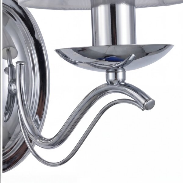 Wandlampe Chrom B:37 cm E14 Zugschalter Stoff blendarm