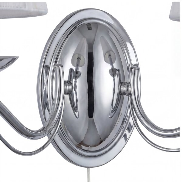 Wandlampe Chrom B:37 cm E14 Zugschalter Stoff blendarm