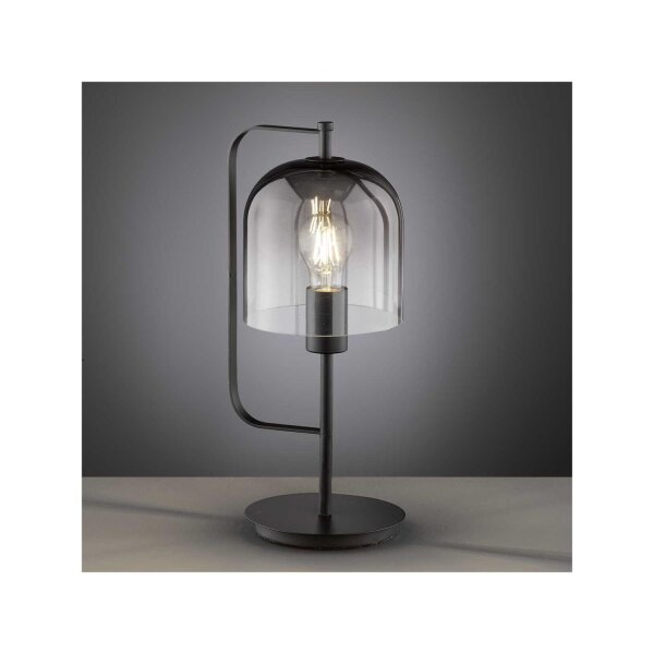Tischlampe Schwarz Glas Metall 40,5 cm E27 Modern