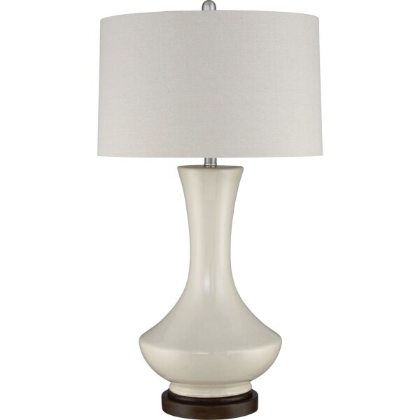 Tischlampe Weiß Retro Metall Stoff 80 cm hoch E27