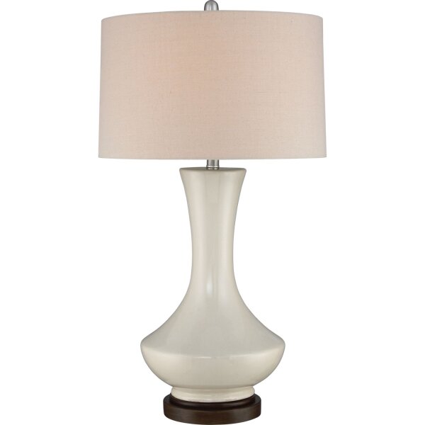 Tischlampe Weiß Retro Metall Stoff 80 cm hoch E27