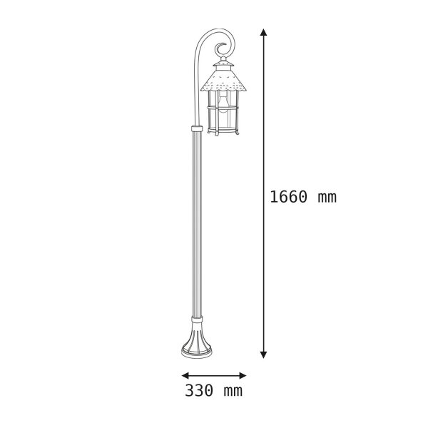 Außenlampe Schwarz 166 cm Glas Metall Rustikal elegant