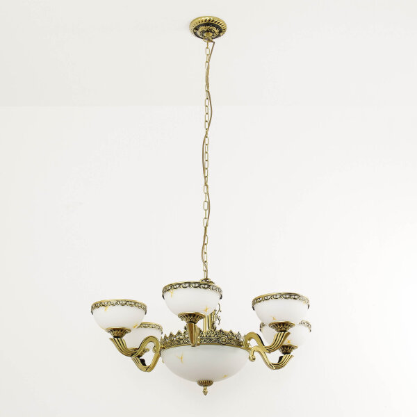 Kronleuchter Glas Metall E27 Messing Jugendstil