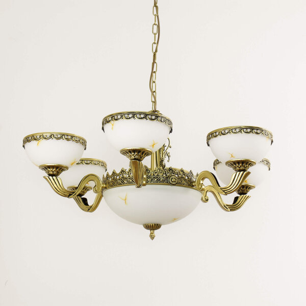 Kronleuchter Glas Metall E27 Messing Jugendstil
