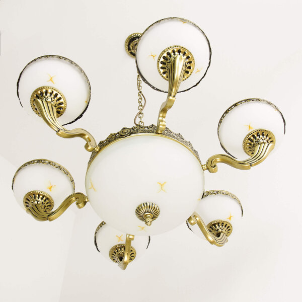 Kronleuchter Glas Metall E27 Messing Jugendstil