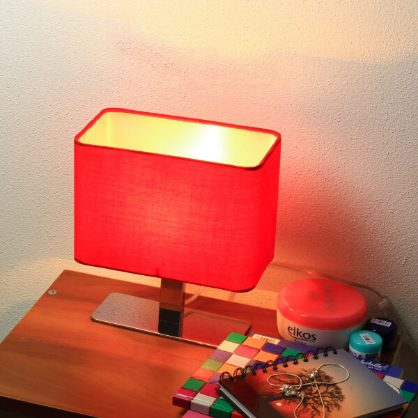 Tischleuchte Nachttisch Stoffschirm Rot 23 cm E14 Modern
