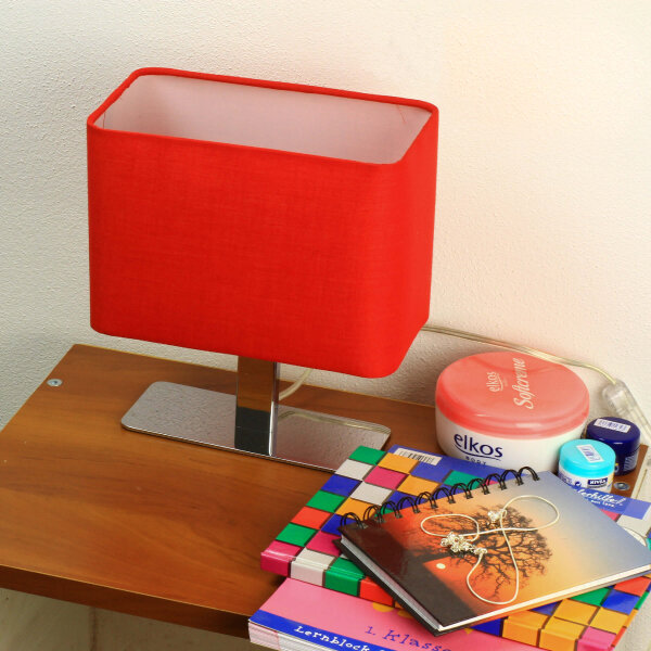 Tischleuchte Nachttisch Stoffschirm Rot 23 cm E14 Modern