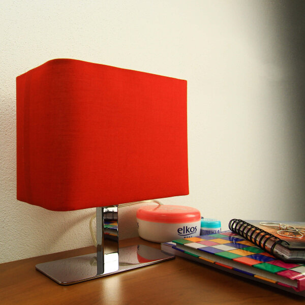 Tischleuchte Nachttisch Stoffschirm Rot 23 cm E14 Modern