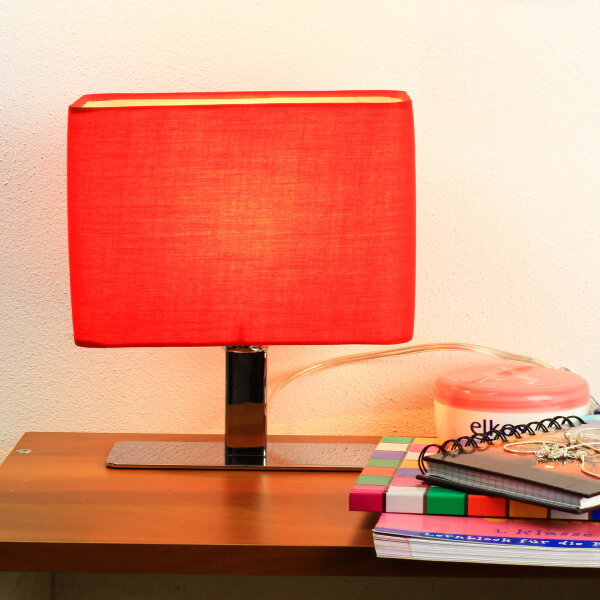 Tischleuchte Nachttisch Stoffschirm Rot 23 cm E14 Modern