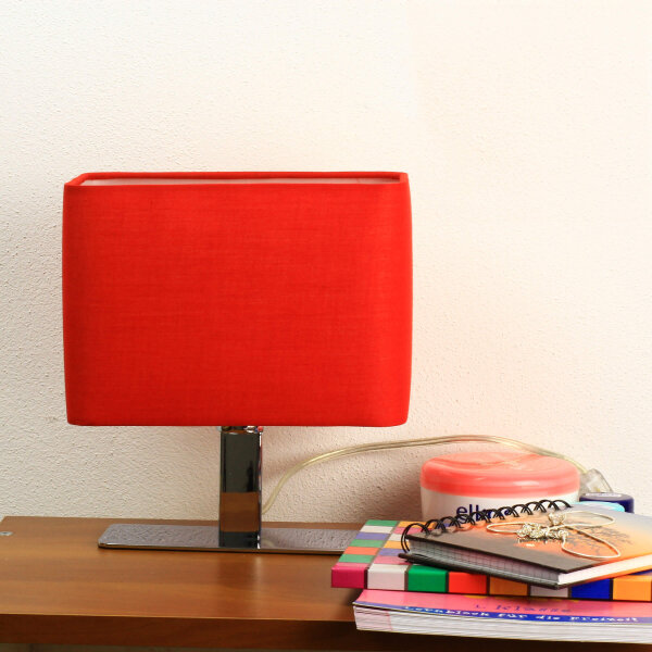 Tischleuchte Nachttisch Stoffschirm Rot 23 cm E14 Modern
