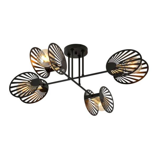 Deckenleuchte Schwarz Metall 86 cm lang 4-flammig