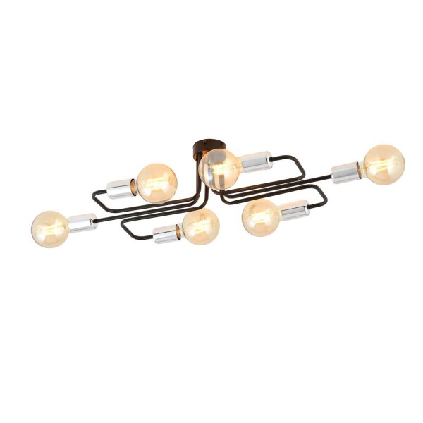 Deckenlampe flach Metall 6-flammig Retro 55 cm lang