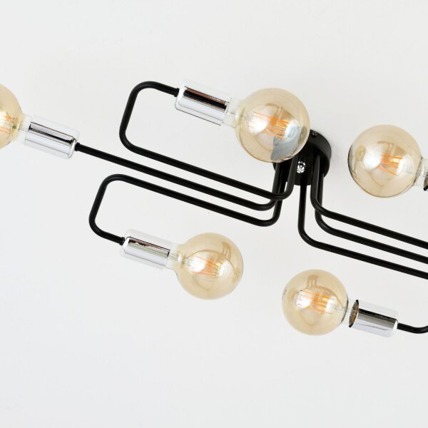 Deckenlampe flach Metall 6-flammig Retro 55 cm lang