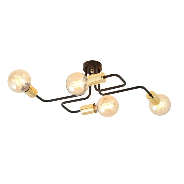 Deckenlampe Metall Schwarz Gold 4-flammig NIELS