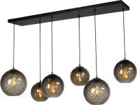 Pendelleuchte Schwarz groß 130 cm breit Glas Metall
