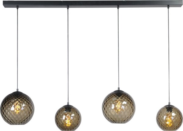 Hängelampe Rauchglas 4 Pendel Schwarz Kugelschirm