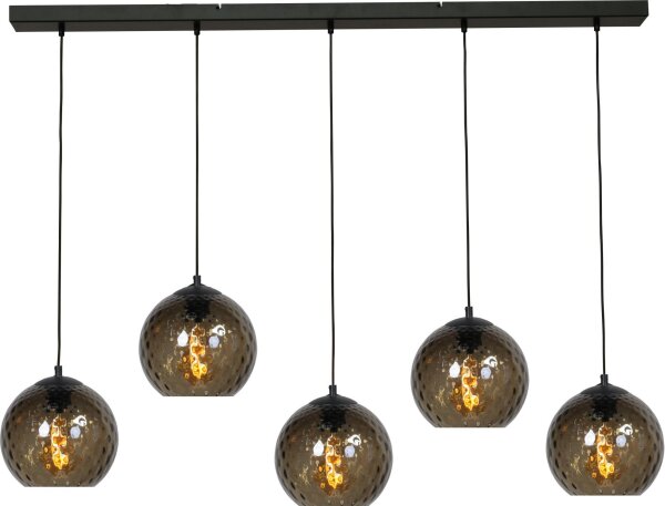 Hängelampe Schwarz Rauchglas 5-flammig E27 EASTON