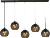 H&auml;ngelampe Schwarz Rauchglas 5-flammig E27 EASTON