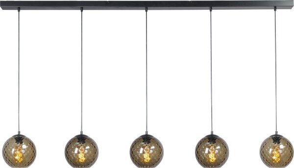 Pendelleuchte 160 cm Rauchglas 5-flammig