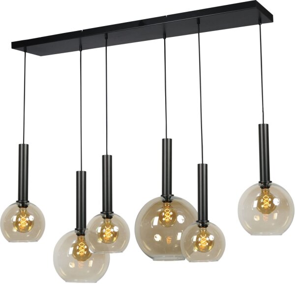 Pendelleuchte Glas Metall verstellbar 6-flammig E27