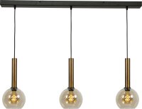 Pendelleuchte Messing Schwarz 3-flammig E27 Glas Metall