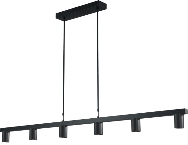 Schwarze Pendelleuchte Metall 6-flammig 160 cm
