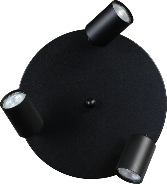 Deckenstrahler Schwarz 3-flammig Metall GU10 Ø 35 cm