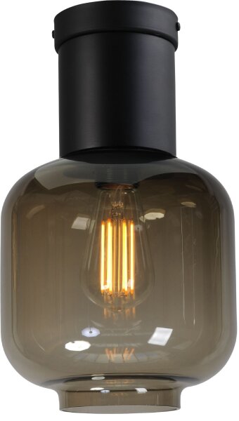 Deckenleuchte Rauchglas Schwarz Ø 20 cm E27 klein