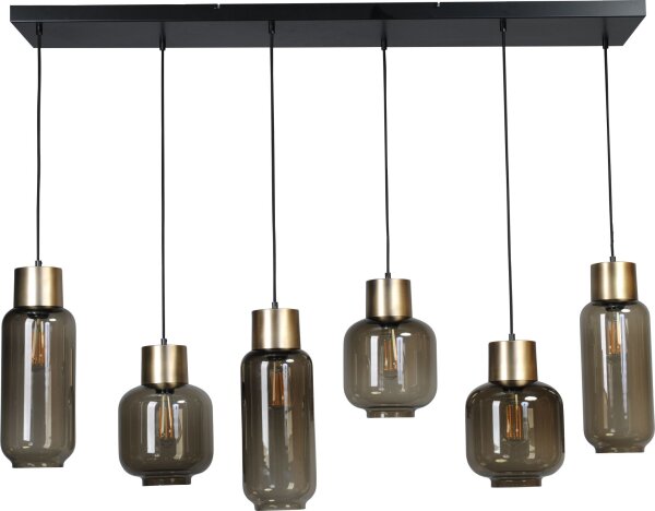 Hängelampe 130 cm lang 6-flammig E27 Glas Metall
