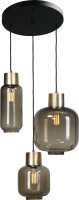 Hängeleuchte 3-flammig E27 Glas Schwarz Gold ELYA