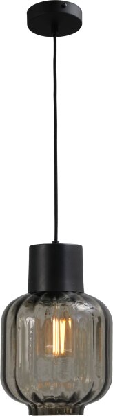 Hängelampe Schwarz Glas Metall E27 verstellbar ELYA