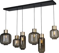 Hängelampe Schwarz Gold 6-flammig groß Glas...