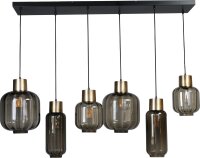 Hängelampe Schwarz Gold 6-flammig groß Glas...