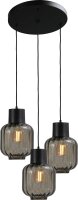 Hängelampe Schwarz 3-flammig Glas Metall E27 Esszimmer