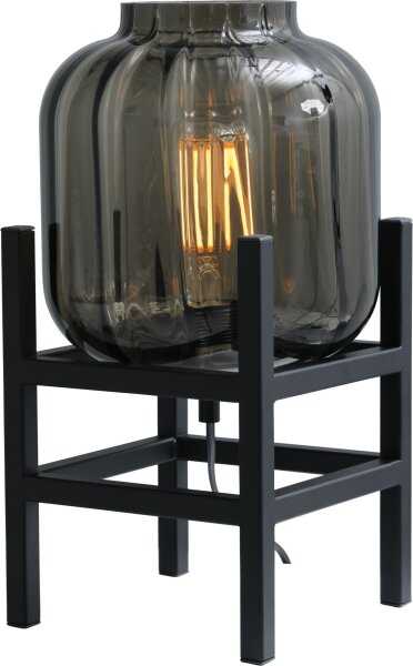 Dekorative Tischleuchte Glas Metall Schwarz 34 cm E27