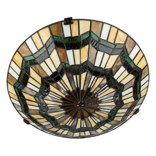 Premium Tiffany Lampe FARFALLA Buntglas rund Ø42cm