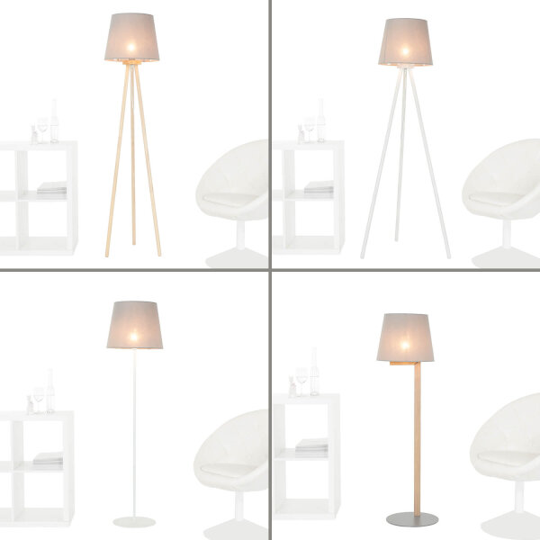 Stoff Lampenschirm Stehlampe Grau E27 WILLOW