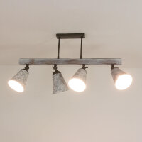 Deckenstrahler 4-flammig E27 Metall Holz B: 74 cm