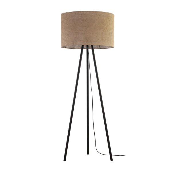Dreibein Stehlampe Jute Metall 159 cm Braun Schwarz Boho