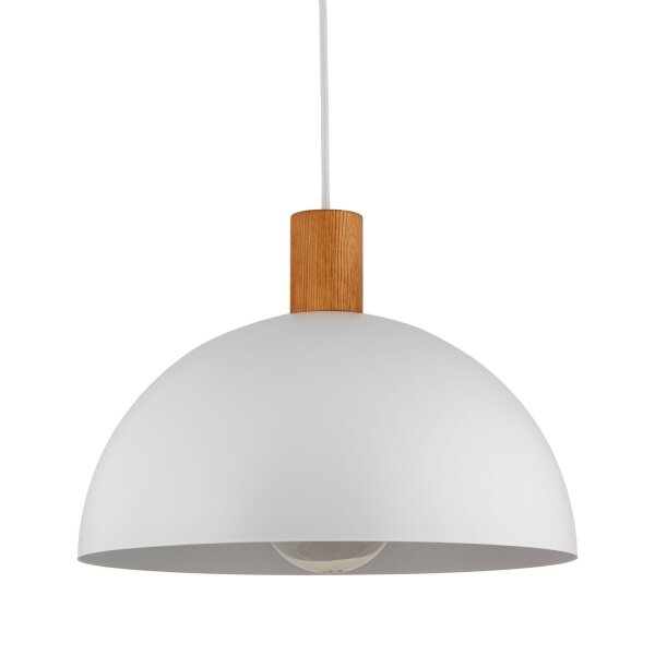 Hängelampe Weiß Skandinavisch Metall Holz Ø 33,5 cm E27